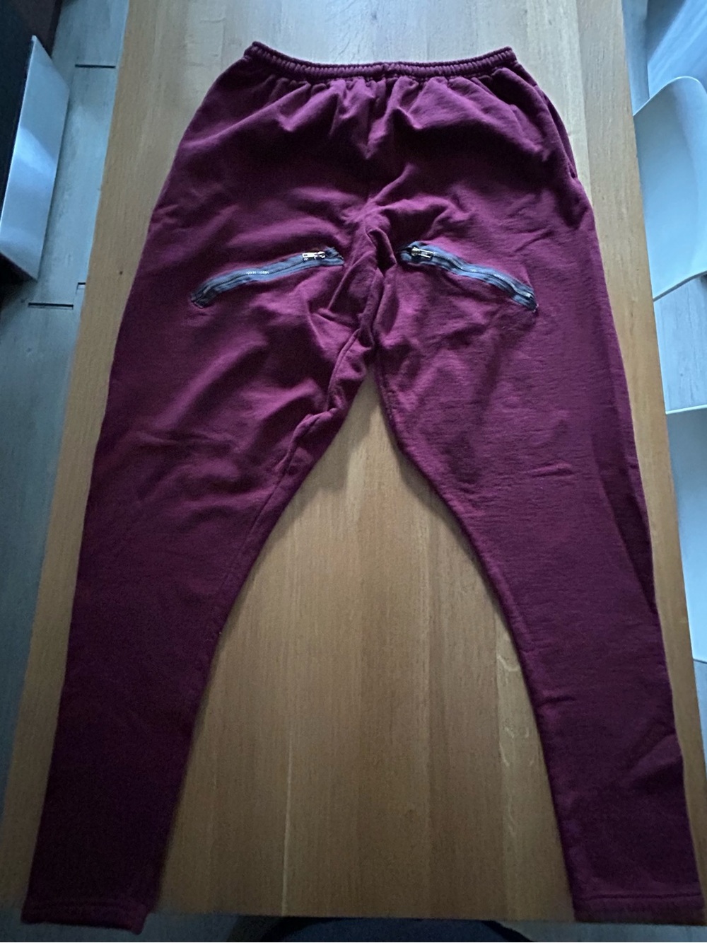 Unisex Burgundy Jogger Pants with Zip Pockets